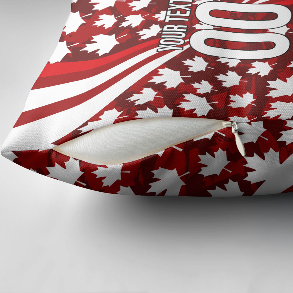 Personalized Canada Football Pillow Cover Maple Leaf Pattern - Moose Soccer Mascot