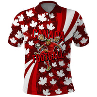 Personalized Canada Football Polo Shirt Maple Leaf Pattern - Moose Soccer Mascot