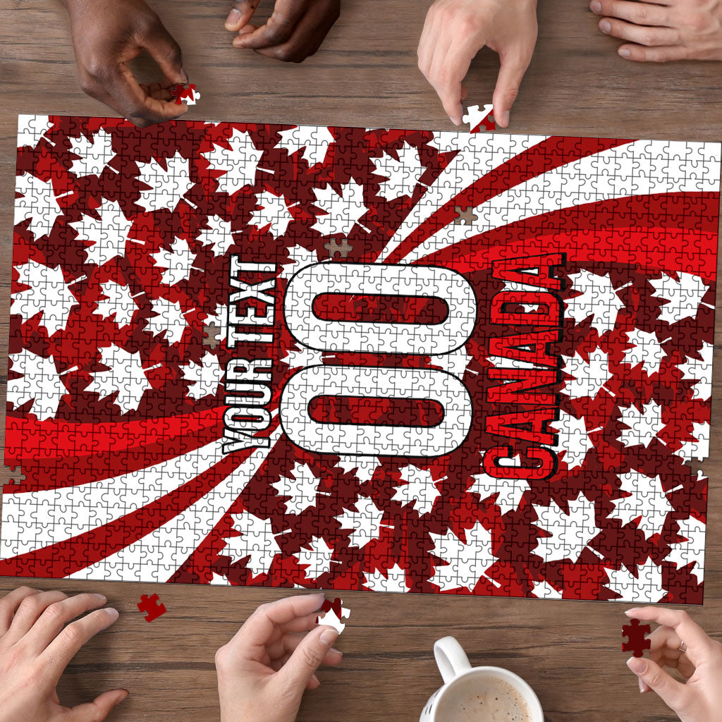 Personalized Canada Football Puzzle Maple Leaf Pattern - Moose Soccer Mascot