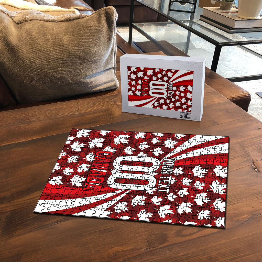 Personalized Canada Football Puzzle Maple Leaf Pattern - Moose Soccer Mascot