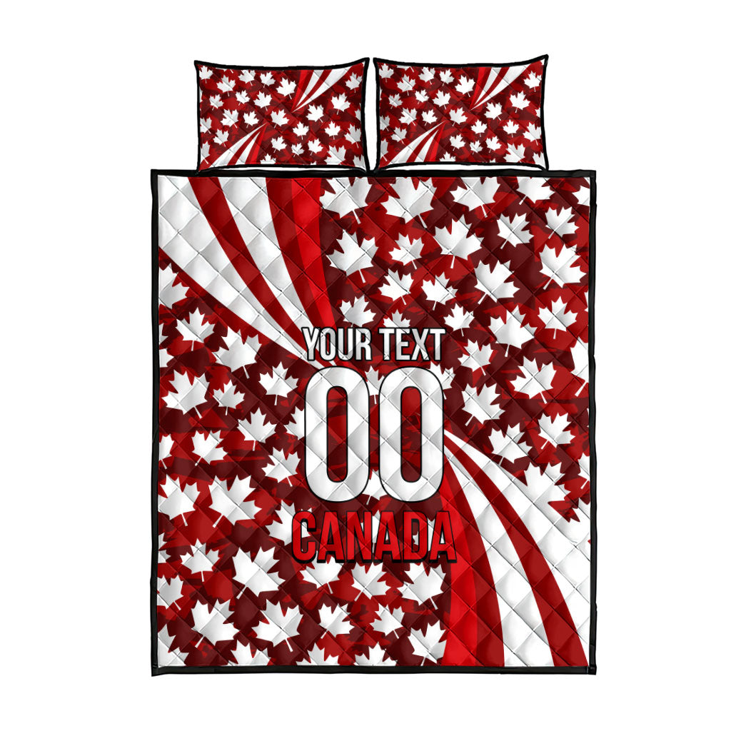 Personalized Canada Football Quilt Bed Set Maple Leaf Pattern - Moose Soccer Mascot