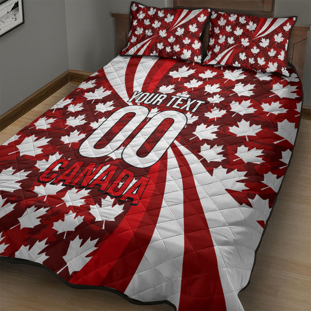 Personalized Canada Football Quilt Bed Set Maple Leaf Pattern - Moose Soccer Mascot