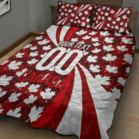 Personalized Canada Football Quilt Bed Set Maple Leaf Pattern - Moose Soccer Mascot