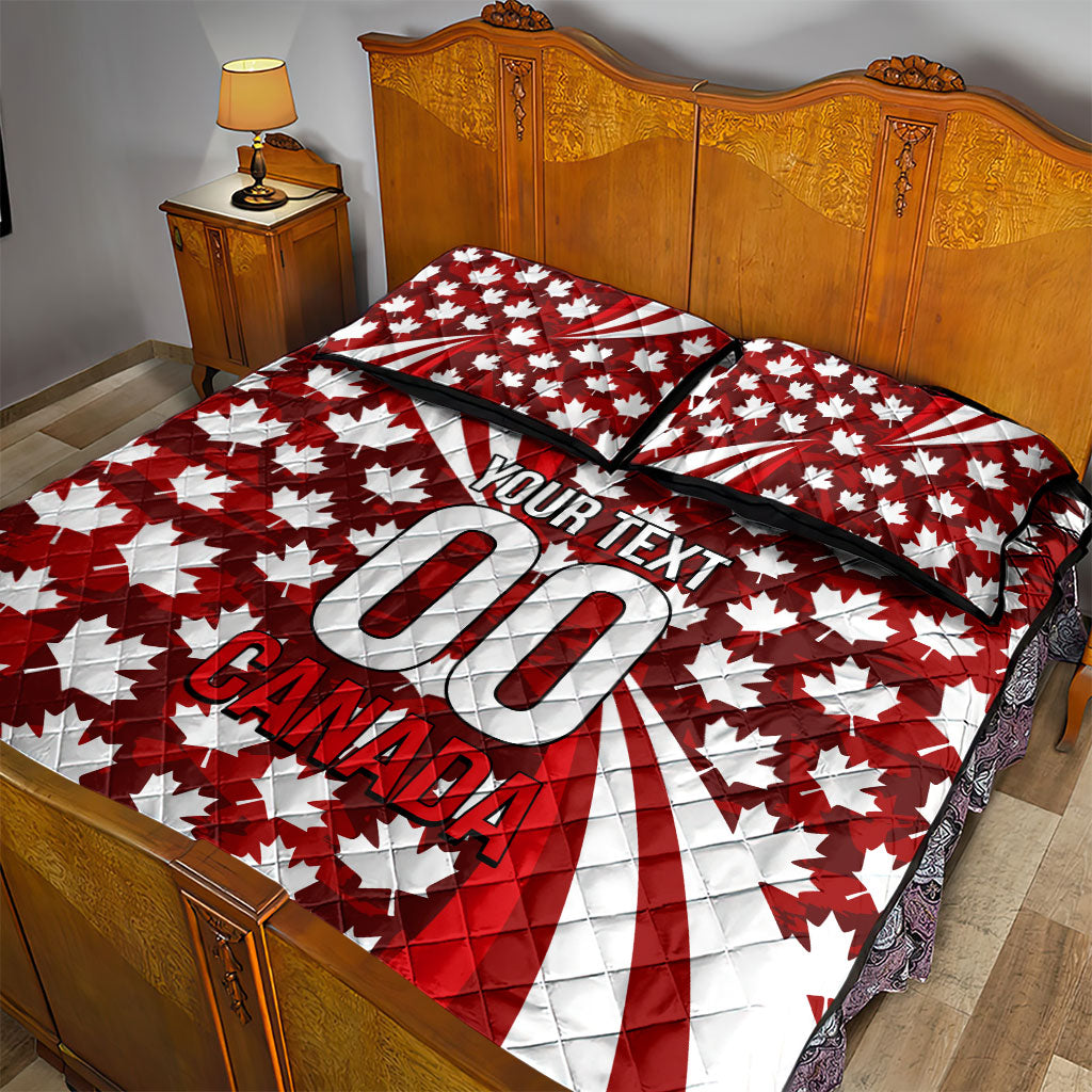 Personalized Canada Football Quilt Bed Set Maple Leaf Pattern - Moose Soccer Mascot