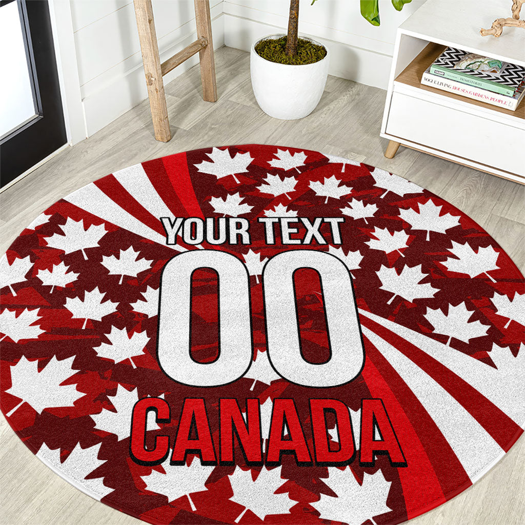Personalized Canada Football Round Carpet Maple Leaf Pattern - Moose Soccer Mascot