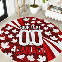 Personalized Canada Football Round Carpet Maple Leaf Pattern - Moose Soccer Mascot