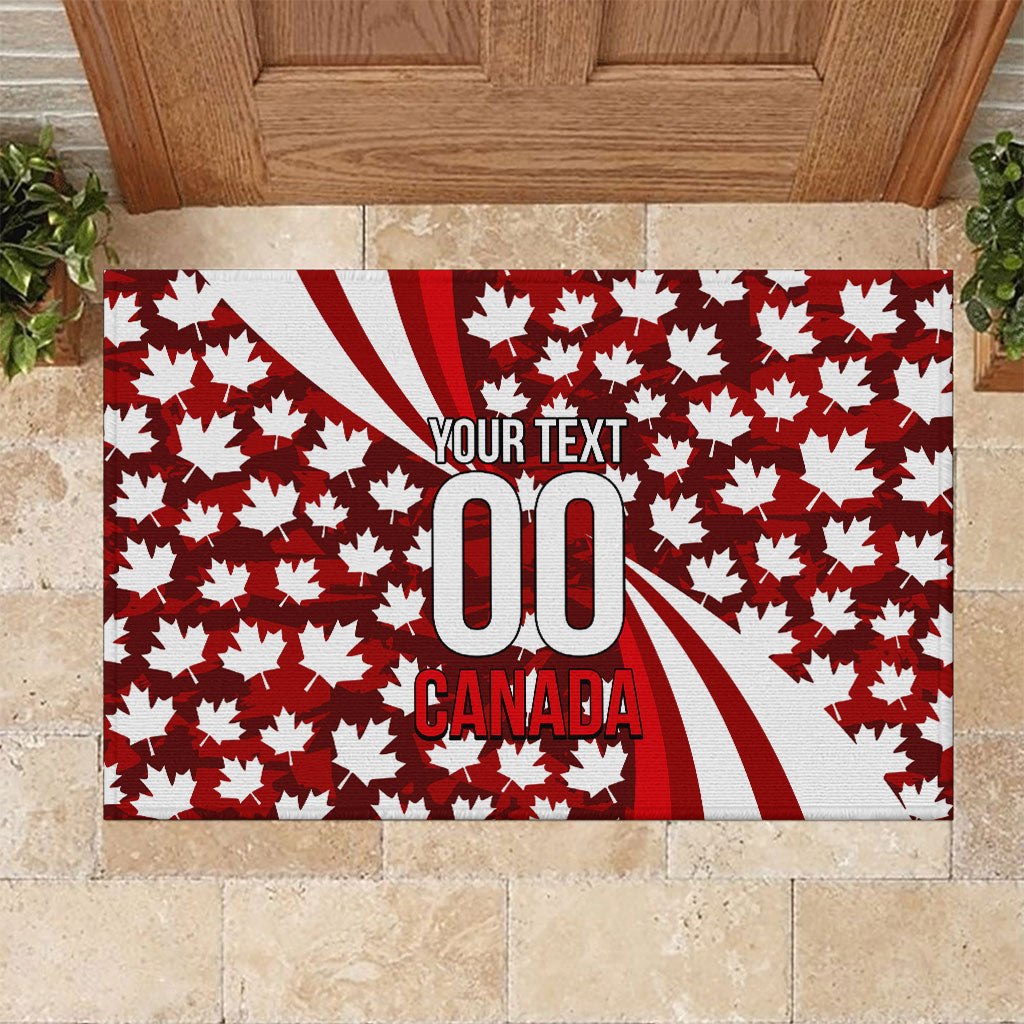 Personalized Canada Football Rubber Doormat Maple Leaf Pattern - Moose Soccer Mascot