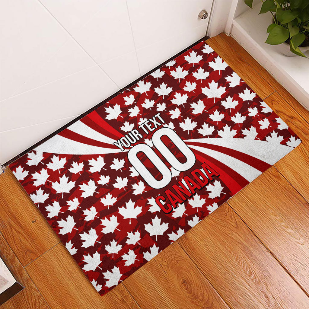 Personalized Canada Football Rubber Doormat Maple Leaf Pattern - Moose Soccer Mascot