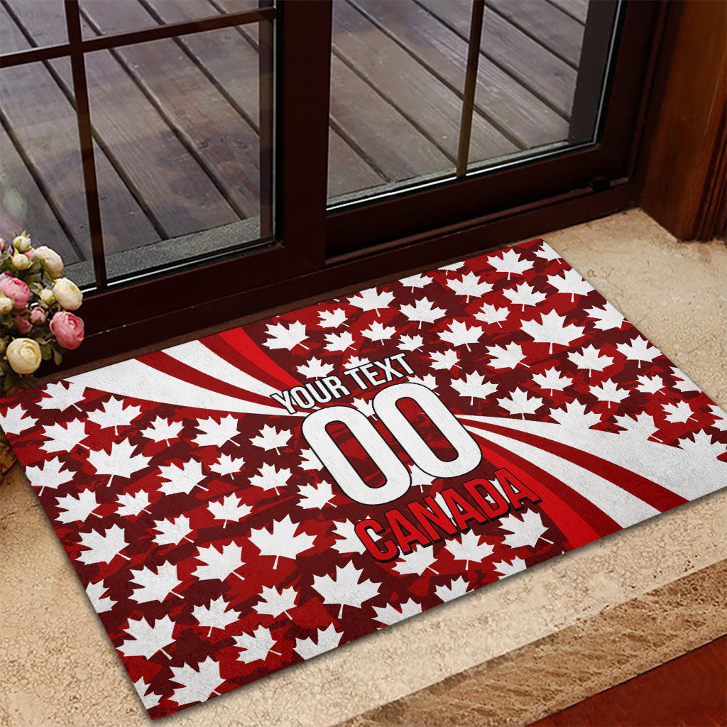 Personalized Canada Football Rubber Doormat Maple Leaf Pattern - Moose Soccer Mascot