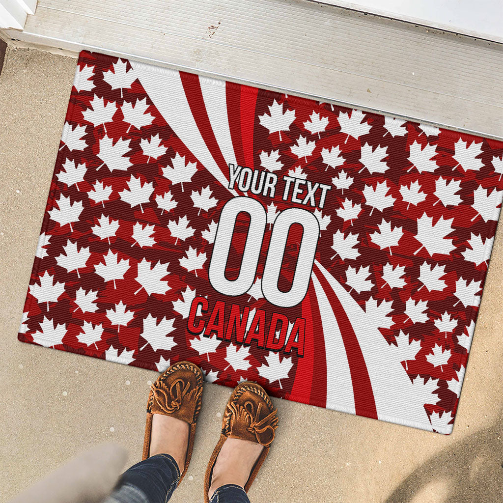 Personalized Canada Football Rubber Doormat Maple Leaf Pattern - Moose Soccer Mascot