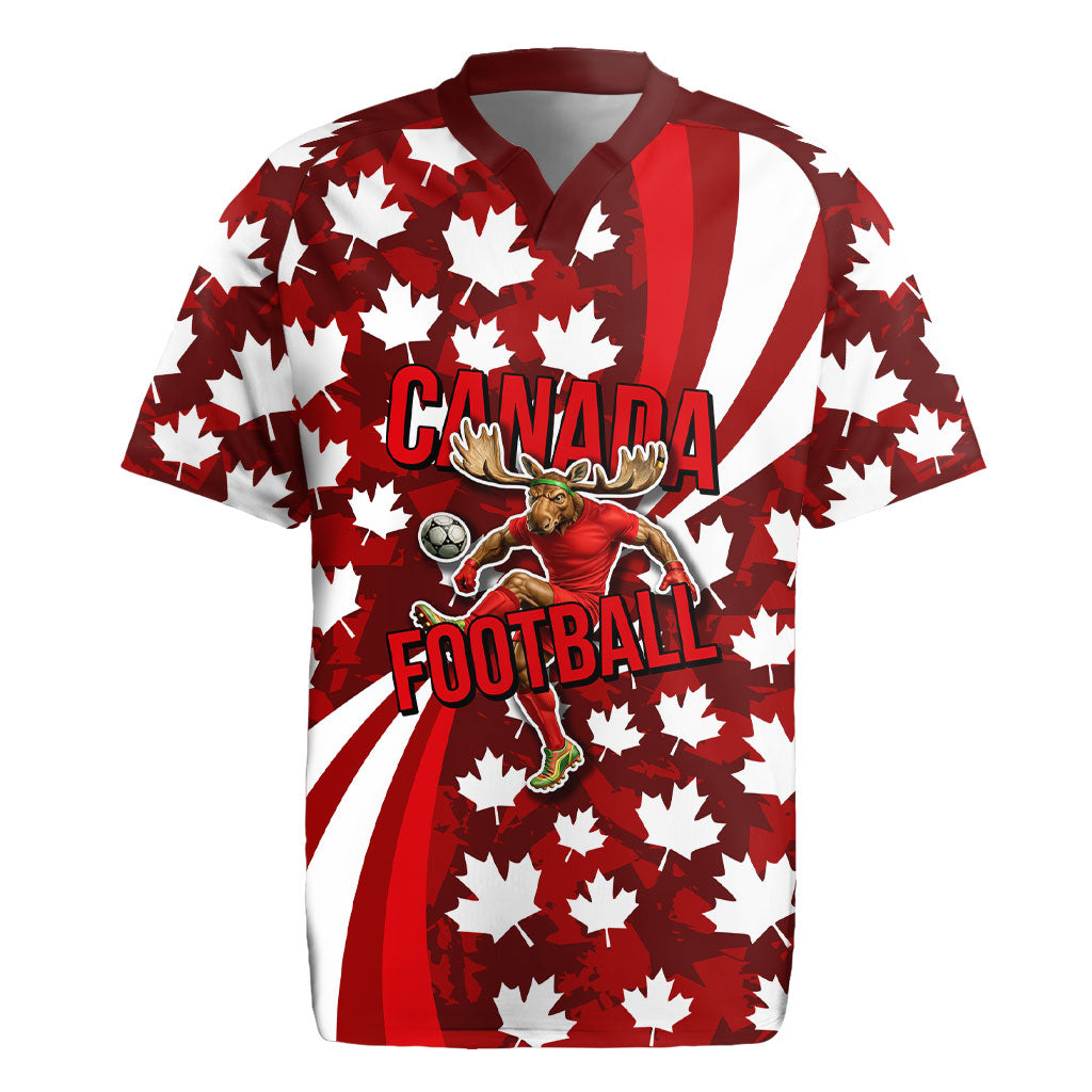Personalized Canada Football Rugby Jersey Maple Leaf Pattern - Moose Soccer Mascot