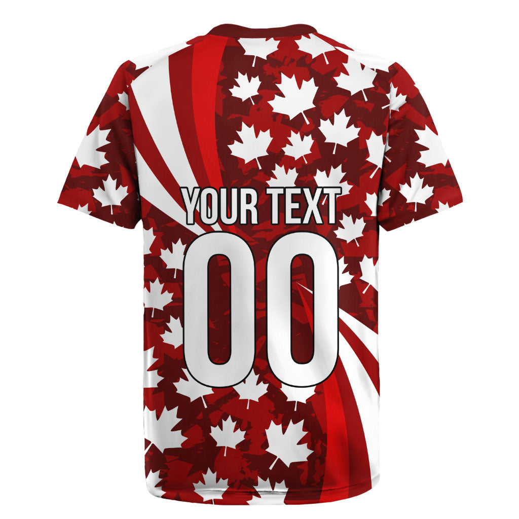 Personalized Canada Football Rugby Jersey Maple Leaf Pattern - Moose Soccer Mascot
