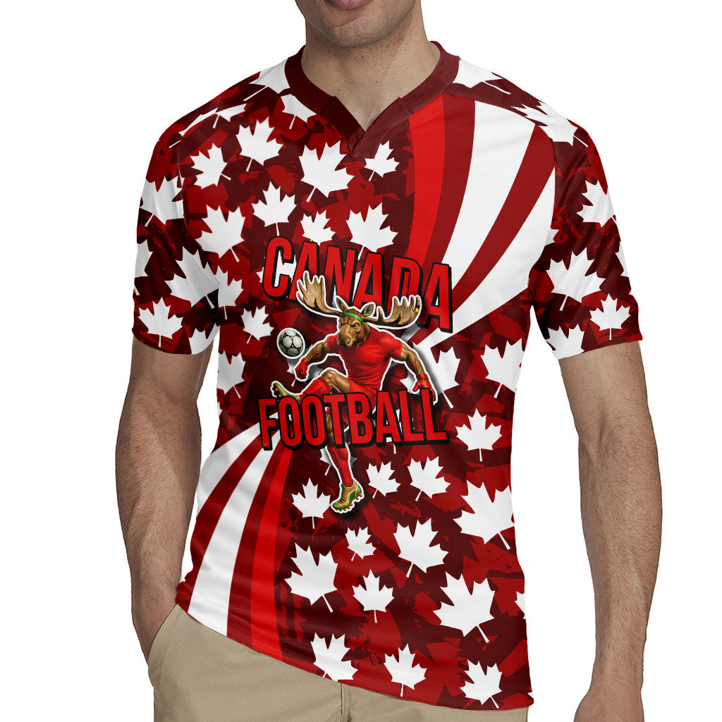 Personalized Canada Football Rugby Jersey Maple Leaf Pattern - Moose Soccer Mascot