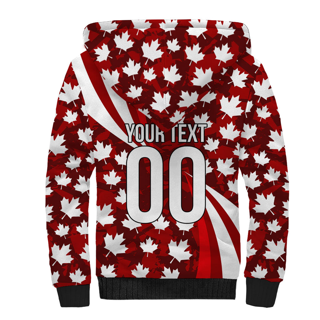 Personalized Canada Football Sherpa Hoodie Maple Leaf Pattern - Moose Soccer Mascot