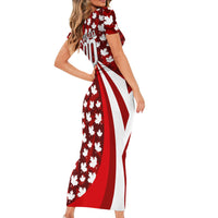 Personalized Canada Football Short Sleeve Bodycon Dress Maple Leaf Pattern - Moose Soccer Mascot
