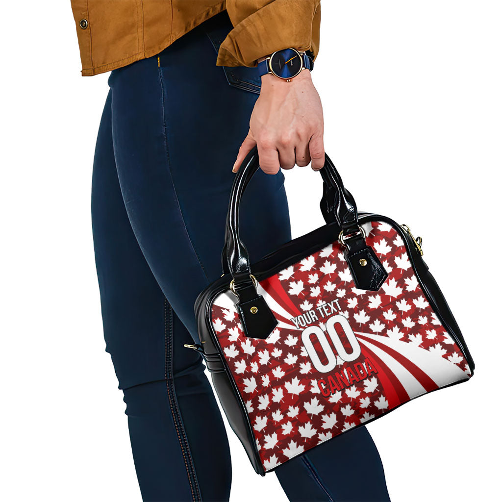 Personalized Canada Football Shoulder Handbag Maple Leaf Pattern - Moose Soccer Mascot