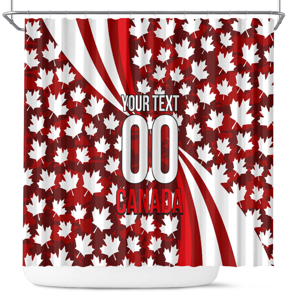 Personalized Canada Football Shower Curtain Maple Leaf Pattern - Moose Soccer Mascot