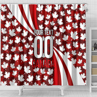 Personalized Canada Football Shower Curtain Maple Leaf Pattern - Moose Soccer Mascot