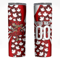 Personalized Canada Football Skinny Tumbler Maple Leaf Pattern - Moose Soccer Mascot