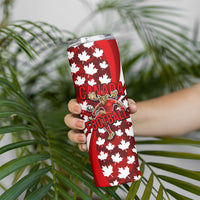Personalized Canada Football Skinny Tumbler Maple Leaf Pattern - Moose Soccer Mascot