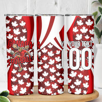 Personalized Canada Football Skinny Tumbler Maple Leaf Pattern - Moose Soccer Mascot