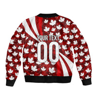 Personalized Canada Football Sleeve Zip Bomber Jacket Maple Leaf Pattern - Moose Soccer Mascot