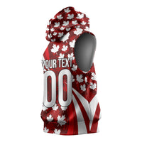 Personalized Canada Football Sleeveless Hoodie Maple Leaf Pattern - Moose Soccer Mascot