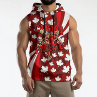 Personalized Canada Football Sleeveless Hoodie Maple Leaf Pattern - Moose Soccer Mascot