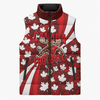 Personalized Canada Football Sleeveless Puffer Jacket Maple Leaf Pattern - Moose Soccer Mascot