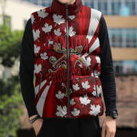 Personalized Canada Football Sleeveless Puffer Jacket Maple Leaf Pattern - Moose Soccer Mascot