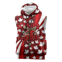 Personalized Canada Football Sleeveless Zip Hoodie Maple Leaf Pattern - Moose Soccer Mascot