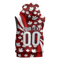 Personalized Canada Football Sleeveless Zip Hoodie Maple Leaf Pattern - Moose Soccer Mascot