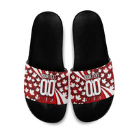 Personalized Canada Football Slide Sandals Maple Leaf Pattern - Moose Soccer Mascot