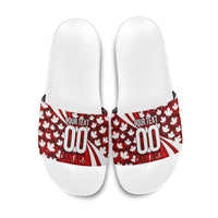 Personalized Canada Football Slide Sandals Maple Leaf Pattern - Moose Soccer Mascot