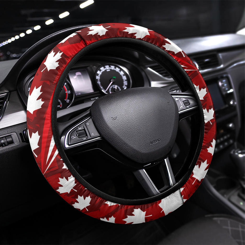 Canada Football Steering Wheel Cover Maple Leaf Pattern - Moose Soccer Mascot
