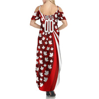 Personalized Canada Football Summer Maxi Dress Maple Leaf Pattern - Moose Soccer Mascot