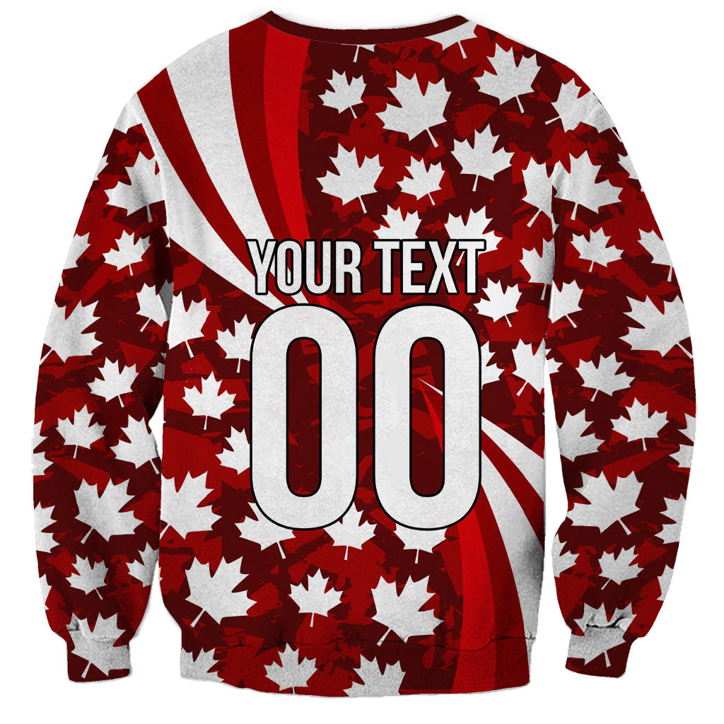 Personalized Canada Football Sweatshirt Maple Leaf Pattern - Moose Soccer Mascot