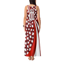 Personalized Canada Football Tank Maxi Dress Maple Leaf Pattern - Moose Soccer Mascot