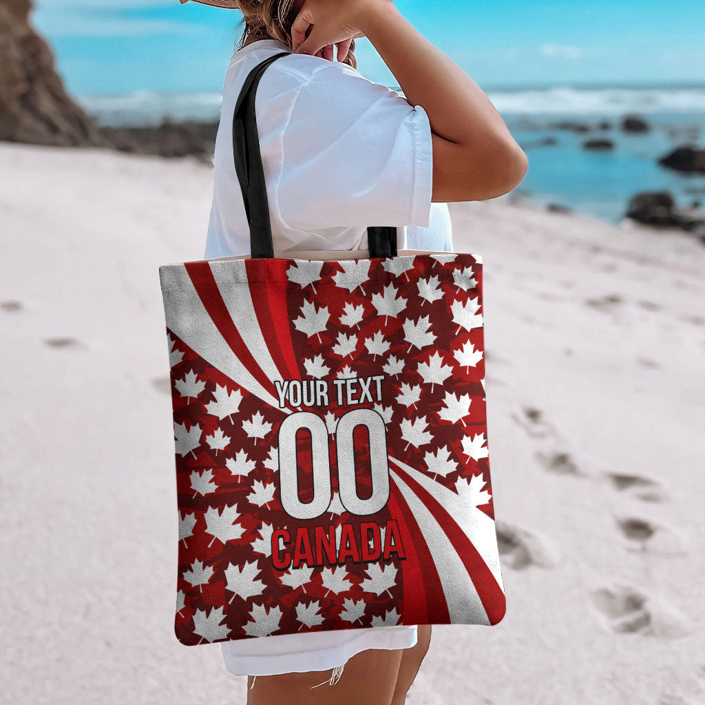 Personalized Canada Football Tote Bag Maple Leaf Pattern - Moose Soccer Mascot