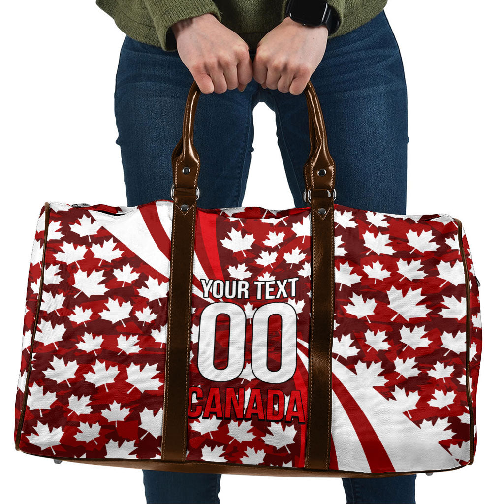Personalized Canada Football Travel Bag Maple Leaf Pattern - Moose Soccer Mascot
