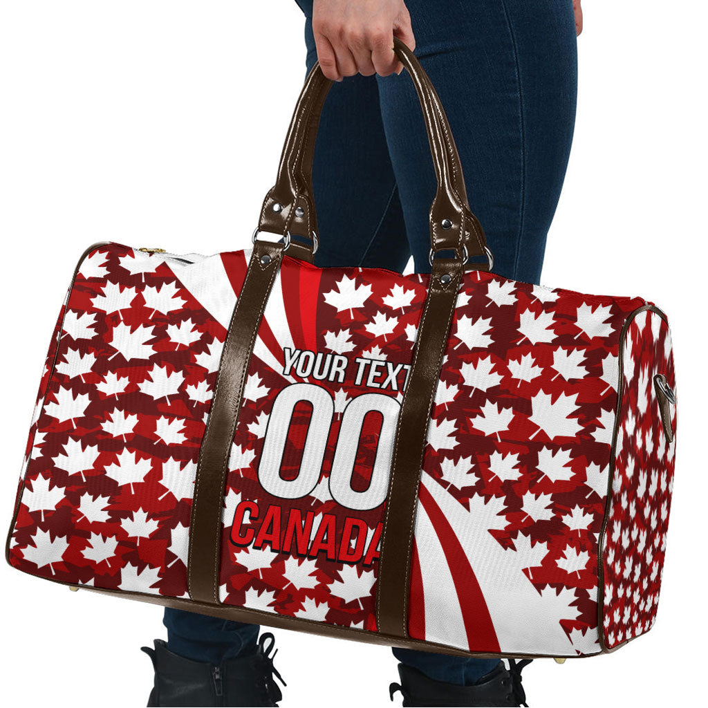 Personalized Canada Football Travel Bag Maple Leaf Pattern - Moose Soccer Mascot