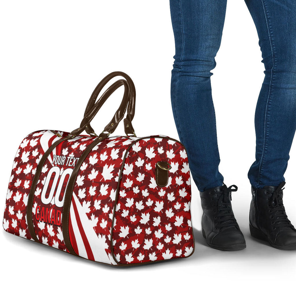 Personalized Canada Football Travel Bag Maple Leaf Pattern - Moose Soccer Mascot