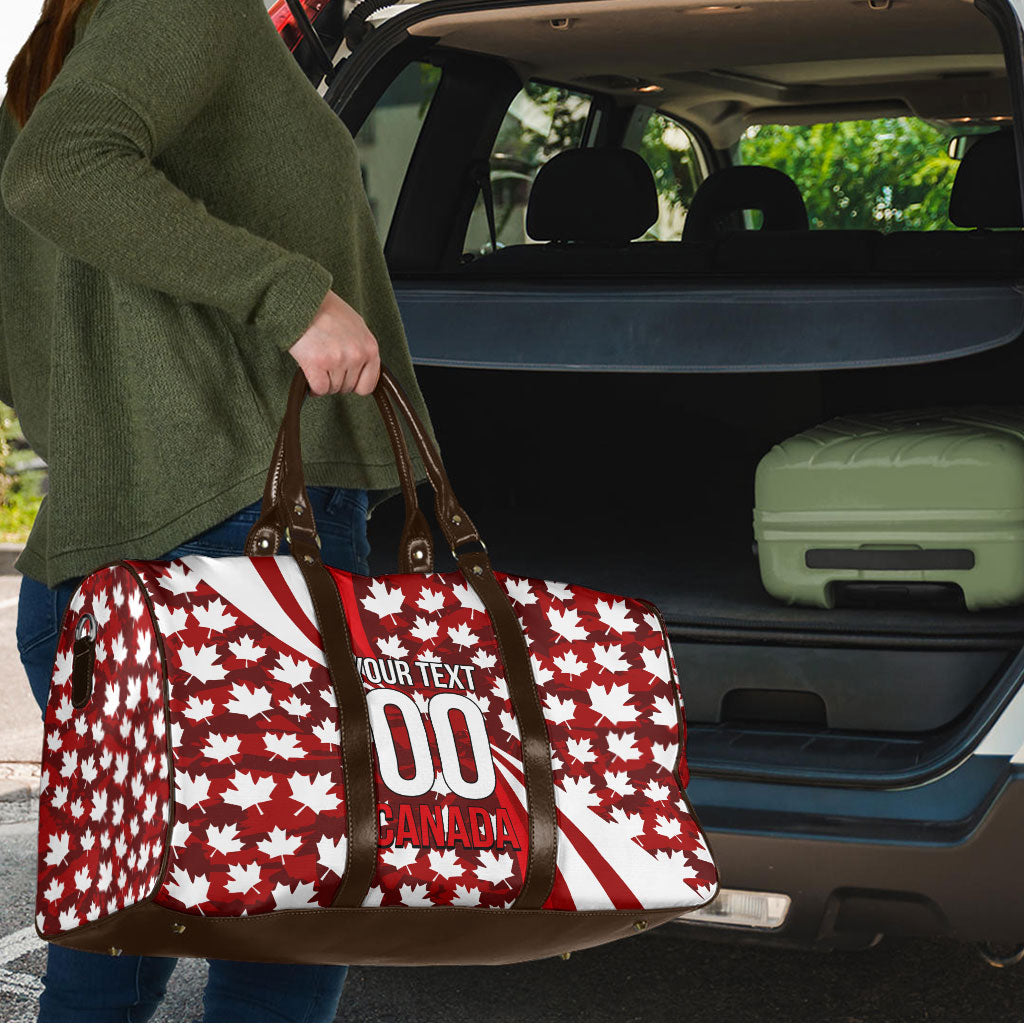 Personalized Canada Football Travel Bag Maple Leaf Pattern - Moose Soccer Mascot