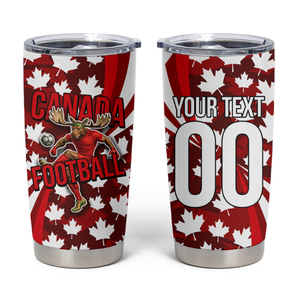 Personalized Canada Football Tumbler Cup Maple Leaf Pattern - Moose Soccer Mascot