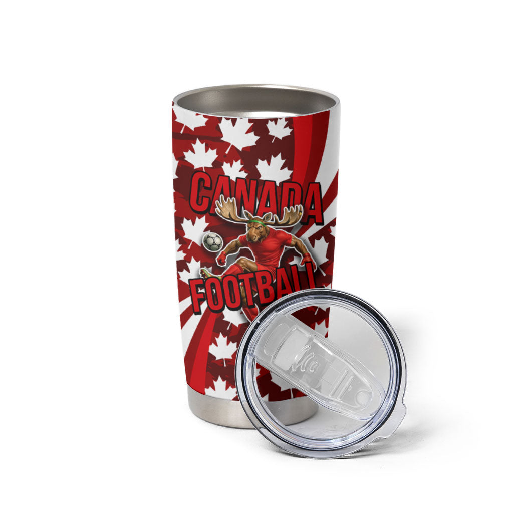 Personalized Canada Football Tumbler Cup Maple Leaf Pattern - Moose Soccer Mascot