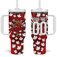 Personalized Canada Football Tumbler With Handle Maple Leaf Pattern - Moose Soccer Mascot