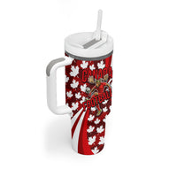 Personalized Canada Football Tumbler With Handle Maple Leaf Pattern - Moose Soccer Mascot
