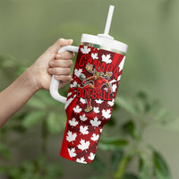 Personalized Canada Football Tumbler With Handle Maple Leaf Pattern - Moose Soccer Mascot