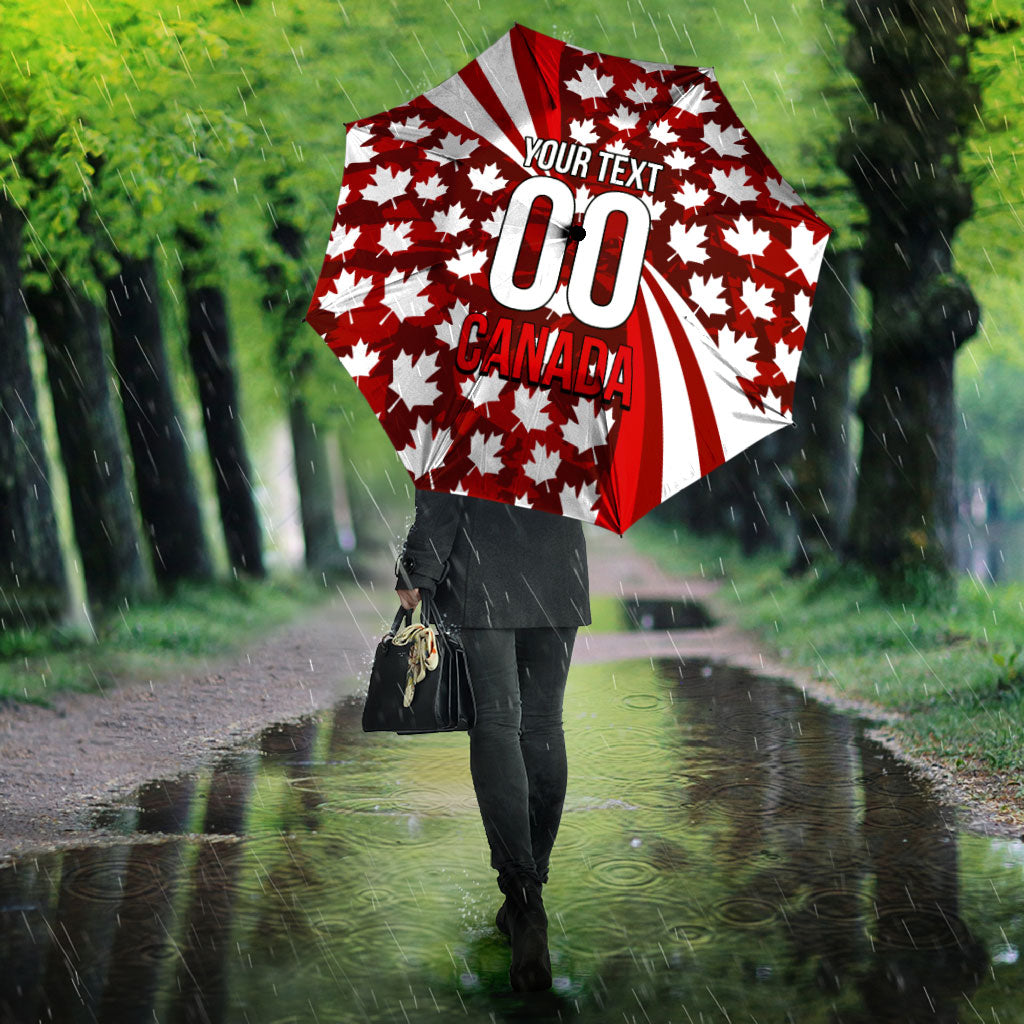 Personalized Canada Football Umbrella Maple Leaf Pattern - Moose Soccer Mascot