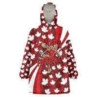Personalized Canada Football Wearable Blanket Hoodie Maple Leaf Pattern - Moose Soccer Mascot
